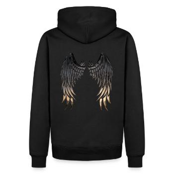 Ailes en or - Sweat à capuche Premium bio Homme - noir - Dos - Nico (187cm)