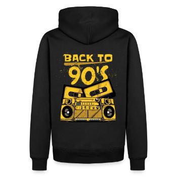 Back to the 90s. Neunziger Jahre Retro Kasetten - Männer Premium Bio Hoodie - Schwarz - Hinten - Nico (187cm)