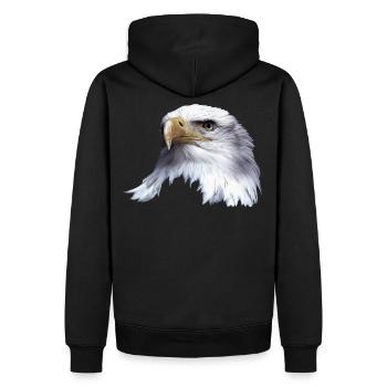 Tier,Tiere,Vogel,Adler,See Adler,Natur,Umwelt,Kopf - Männer Premium Bio Hoodie - Schwarz - Hinten - Nico (187cm)