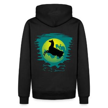 Horse before Moon - perfect horse or llama motif - Men’s Premium Organic Hoodie - black - Back - Nico (187cm)