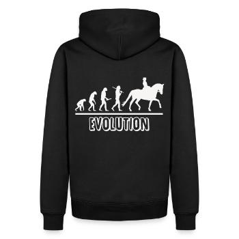 Reiter Evolution - Reiten - Pferd - Männer Premium Bio Hoodie - Schwarz - Hinten - Nico (187cm)