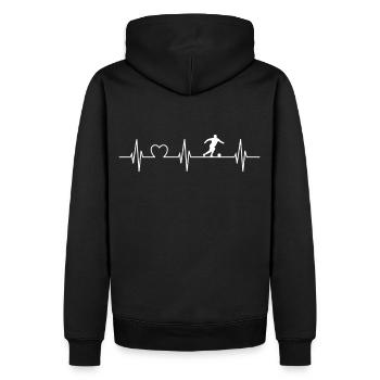 Herzschlag Fußball Fußballspieler Verein Sport EKG - Männer Premium Bio Hoodie - Schwarz - Hinten - Nico (187cm)