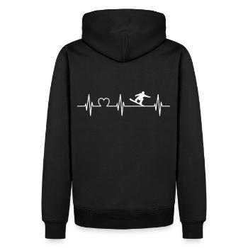 Snowboarder battement de coeur de sport d'hiver - Sweat à capuche Premium bio Homme - noir - Dos - Nico (187cm)