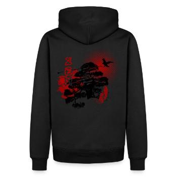 Trash polka ZEN - Men’s Premium Organic Hoodie - black - Back - Nico (187cm)
