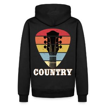 Country Musique Guitare Rétro Vintage Plektrum - Sweat à capuche Premium bio Homme - noir - Dos - Nico (187cm)