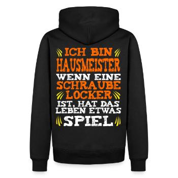 Hausmeister Hauswart Schraube locker Spruch - Männer Premium Bio Hoodie - Schwarz - Hinten - Nico (187cm)