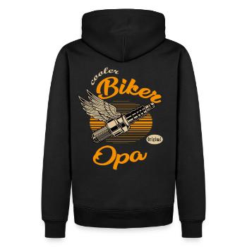 motard papy cool - Sweat à capuche Premium bio Homme - noir - Dos - Nico (187cm)