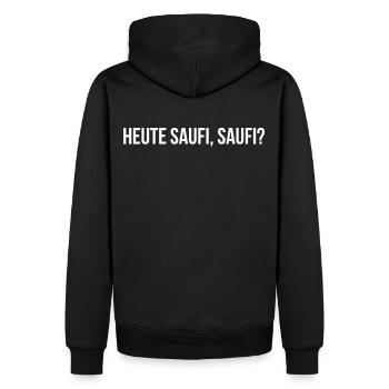 Heute saufi, saufi? - Männer Premium Bio Hoodie - Schwarz - Hinten - Nico (187cm)