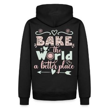 Bake the World a better place - Men’s Premium Organic Hoodie - black - Back - Nico (187cm)