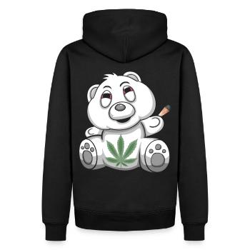 Teddy Bär Kiffer Bärchen Kiffen Gras Weed - Männer Premium Bio Hoodie - Schwarz - Hinten - Nico (187cm)