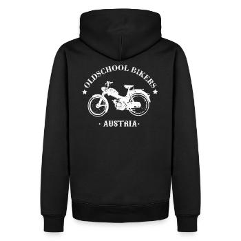 Mofa Bikers Austria - Männer Premium Bio Hoodie - Schwarz - Hinten - Nico (187cm)