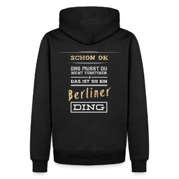Berlin | Chose de Berlin | Sweat à capuche | Chemise noire - Sweat à capuche Premium bio Homme - noir - Dos - Nico (187cm)
