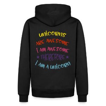 I Am A Unicorn Einhorn - Männer Premium Bio Hoodie - Schwarz - Hinten - Nico (187cm)