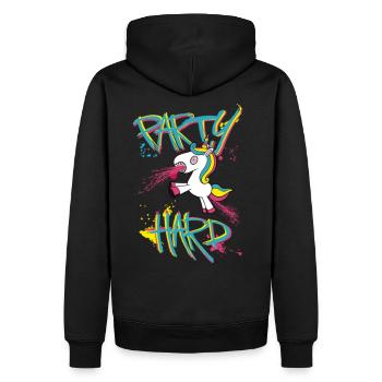 Party Hard Einhorn Unicorn - Männer Premium Bio Hoodie - Schwarz - Hinten - Nico (187cm)