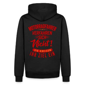 Motorradfahrer Verfahren sich nicht! - Männer Premium Bio Hoodie - Schwarz - Hinten - Nico (187cm)
