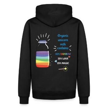 Unicorn Milk - Männer Premium Bio Hoodie - Schwarz - Hinten - Nico (187cm)