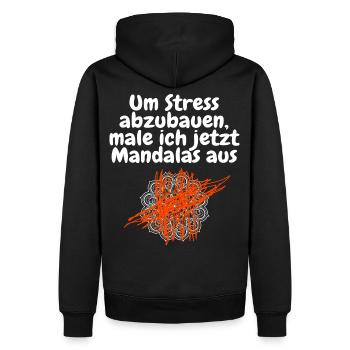 Um Stress abzubauen male ich jetzt Mandalas aus - Männer Premium Bio Hoodie - Schwarz - Hinten - Nico (187cm)