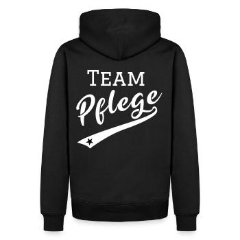 Team Pflege | Kranken - Altenpflege | Teamshirts | - Männer Premium Bio Hoodie - Schwarz - Hinten - Nico (187cm)