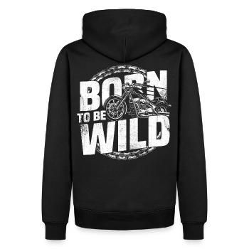 Born Wild - Men’s Premium Organic Hoodie - black - Back - Nico (187cm)