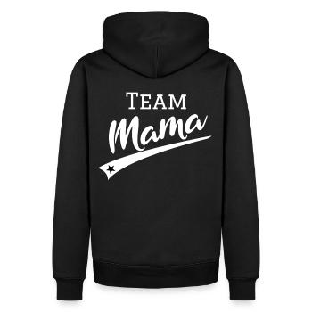Team Mama im vintage Style mit stern | Bestseller - Männer Premium Bio Hoodie - Schwarz - Hinten - Nico (187cm)