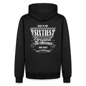 Construire dans les années 60 - 60 - anniversaire - Sweat à capuche Premium bio Homme - noir - Dos - Nico (187cm)