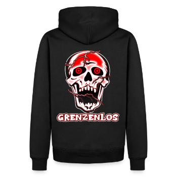 Grenzganger Grenzenlos Motorradfahrer Geschenk - Männer Premium Bio Hoodie - Schwarz - Hinten - Nico (187cm)