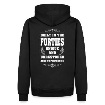 Build in the forties 40 - Anniversaire - Sweat à capuche Premium bio Homme - noir - Dos - Nico (187cm)