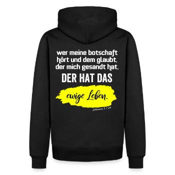ewiges Leben | Johannes | lebenswichtig | christ - Männer Premium Bio Hoodie - Schwarz - Hinten - Nico (187cm)
