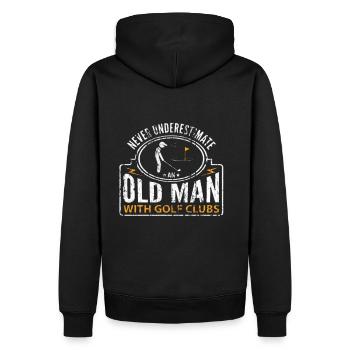Never Underestimate an Old Man with Golf Clubs - Männer Premium Bio Hoodie - Schwarz - Hinten - Nico (187cm)