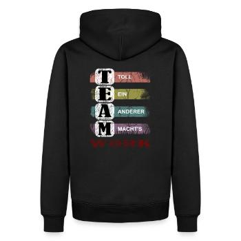 Teamwork lustiger Büro Spruch, Teamevent - Männer Premium Bio Hoodie - Schwarz - Hinten - Nico (187cm)