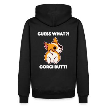 Cute corgi lover gift - Men’s Premium Organic Hoodie - black - Back - Nico (187cm)