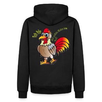 Hahn - Männer Premium Bio Hoodie - Schwarz - Hinten - Nico (187cm)