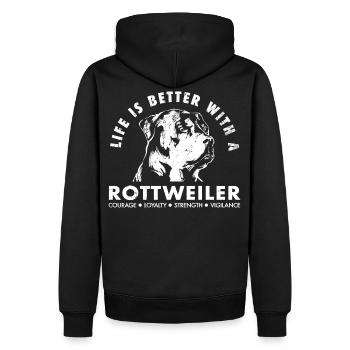rottweiler - Sweat à capuche Premium bio Homme - noir - Dos - Nico (187cm)