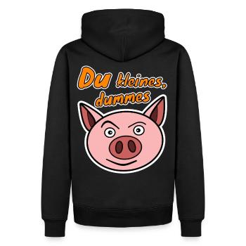 Du kleines dummes Schwein Schweinchen - Männer Premium Bio Hoodie - Schwarz - Hinten - Nico (187cm)