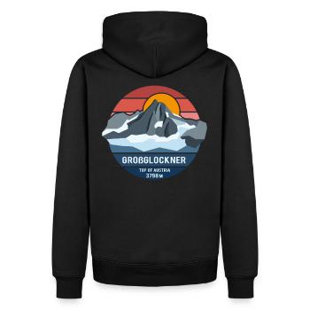 Großglockner 3798m Low Poly Berg Gipfel Österreich - Männer Premium Bio Hoodie - Schwarz - Hinten - Nico (187cm)