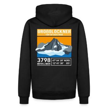 Großglockner 3798m Low Poly Berg Gipfel Österreich - Männer Premium Bio Hoodie - Schwarz - Hinten - Nico (187cm)