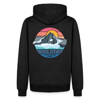 Großglockner 3798m Low Poly Berg Gipfel Österreich - Männer Premium Bio Hoodie - Schwarz - Hinten - Nico (187cm)