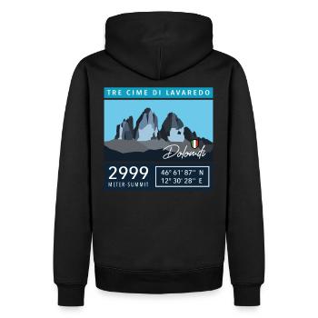 Dolomites trois pics Tre Cime di Lavaredo Italie - Sweat à capuche Premium bio Homme - noir - Dos - Nico (187cm)