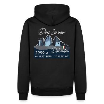 Trois zinnen Dolomites E5 Tyrol du Sud Retro Low Poly - Sweat à capuche Premium bio Homme - noir - Dos - Nico (187cm)