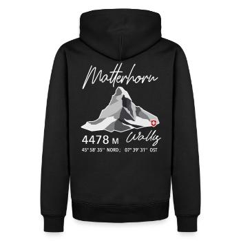 Matterhorn Zermatt Schweizer Berg Retro Low Poly - Männer Premium Bio Hoodie - Schwarz - Hinten - Nico (187cm)