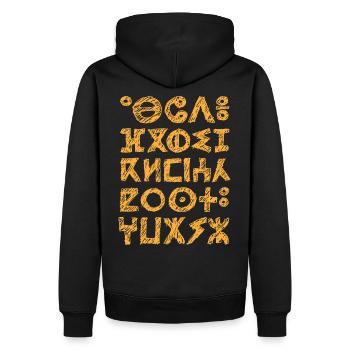 ABC l'alphabet berbère TIFINAGH kabyle Maroc rif - Sweat à capuche Premium bio Homme - noir - Dos - Nico (187cm)