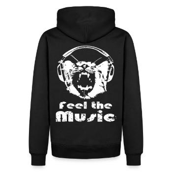 Feel the music DJ hiphop cat - Men’s Premium Organic Hoodie - black - Back - Nico (187cm)