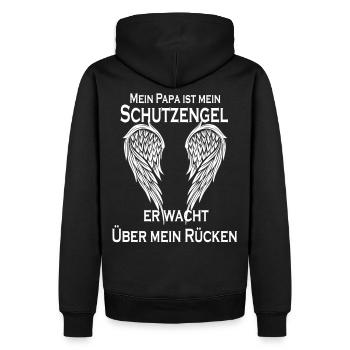 Papa ist mein Schutzengel - Männer Premium Bio Hoodie - Schwarz - Hinten - Nico (187cm)