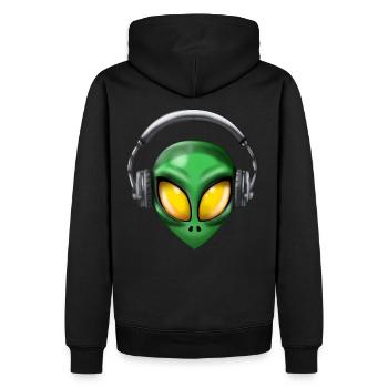 Alien with Headphones - Männer Premium Bio Hoodie - Schwarz - Hinten - Nico (187cm)