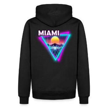 Miami Retro Disco Style Neon Vice Geschenk Idee - Männer Premium Bio Hoodie - Schwarz - Hinten - Nico (187cm)