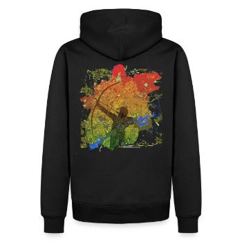Robin Hood über Sonnenuntergang Nottingham - Männer Premium Bio Hoodie - Schwarz - Hinten - Nico (187cm)