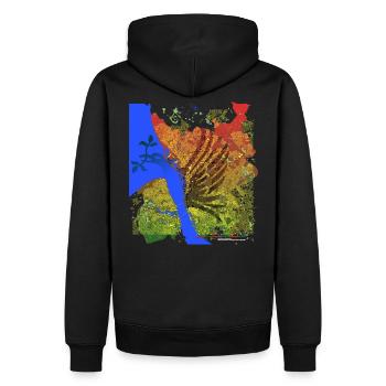 Liverpool Rising: Liver Bird Over Sunset Mersey - Men’s Premium Organic Hoodie - black - Back - Nico (187cm)