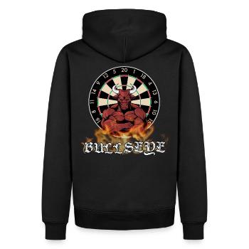 Darts Bullseye - Männer Premium Bio Hoodie - Schwarz - Hinten - Nico (187cm)