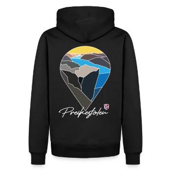 Pulpit Preikestolen Prekestolen Lysefjord Norway - Men’s Premium Organic Hoodie - black - Back - Nico (187cm)