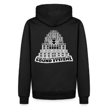 Fick das System, bring die Soundsysteme raus - Männer Premium Bio Hoodie - Schwarz - Hinten - Nico (187cm)